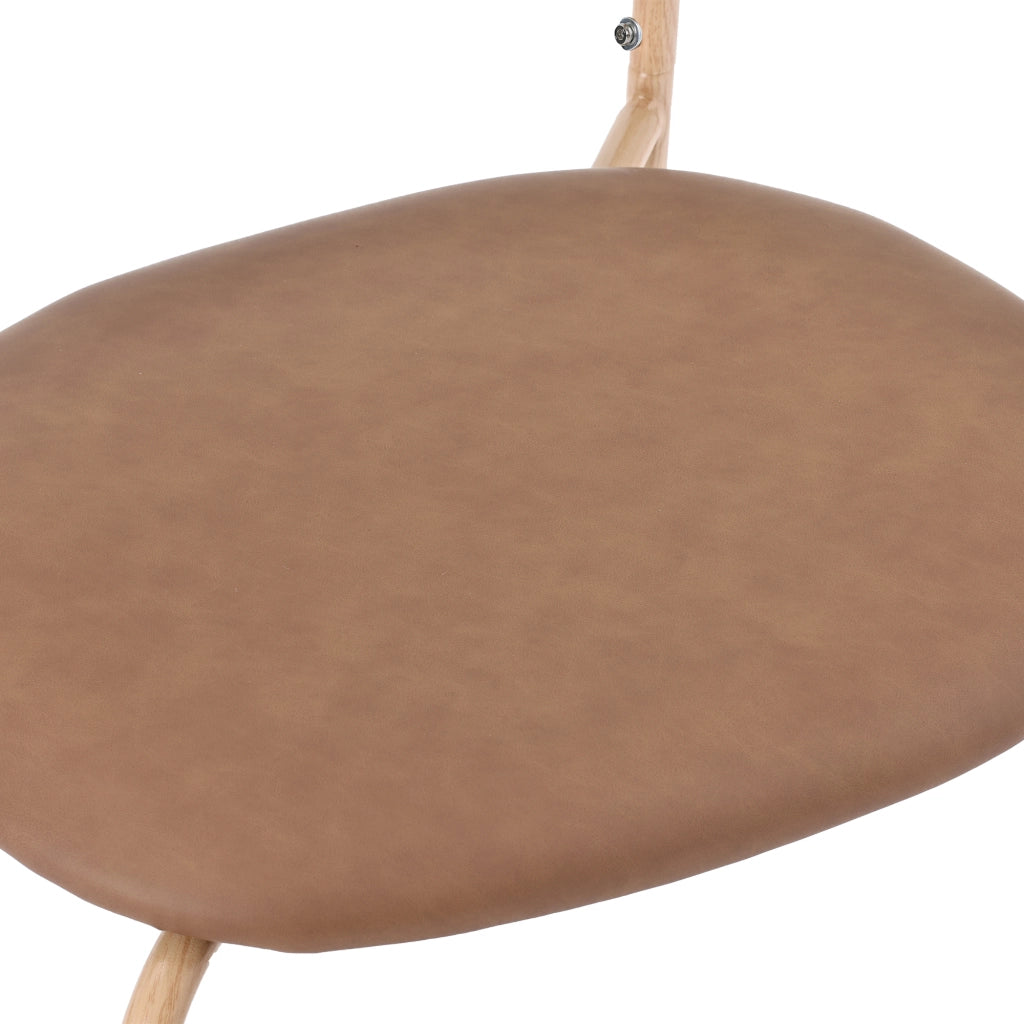 Set di 4 sedie da pranzo moderne in PU marrone con schienale ovale in rattan e gambe in metallo