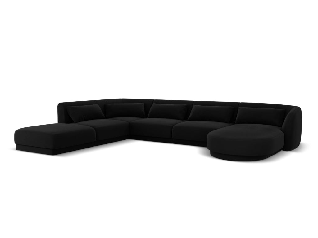 Cosmopolitan Design - Divano panoramico sinistro "Tulum" 6 posti in velluto nero 