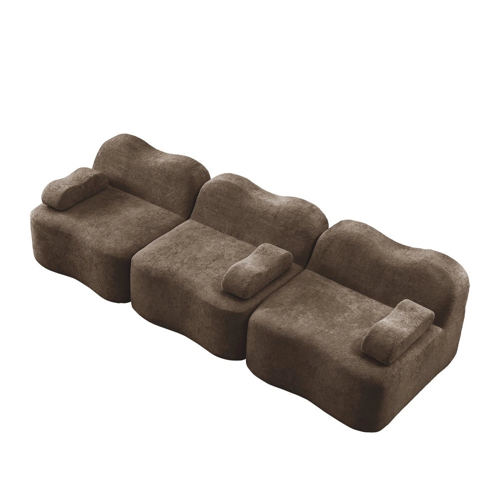 Divano 3 Posti Modulare Boneless ¨C Xylo ¨C Marrone, Schiumato 32D, Braccioli Mobili