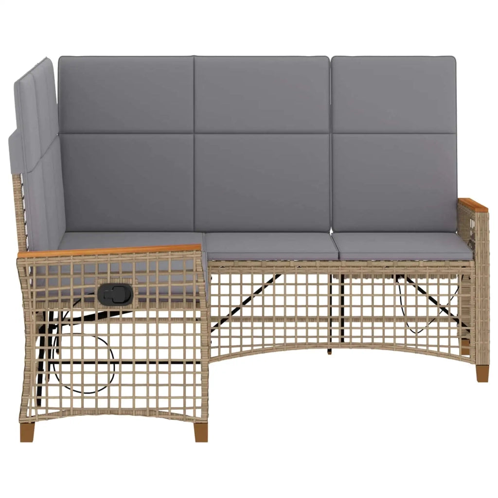 Set di Divani Recliner da Giardino Beige e Grigio Chiaro