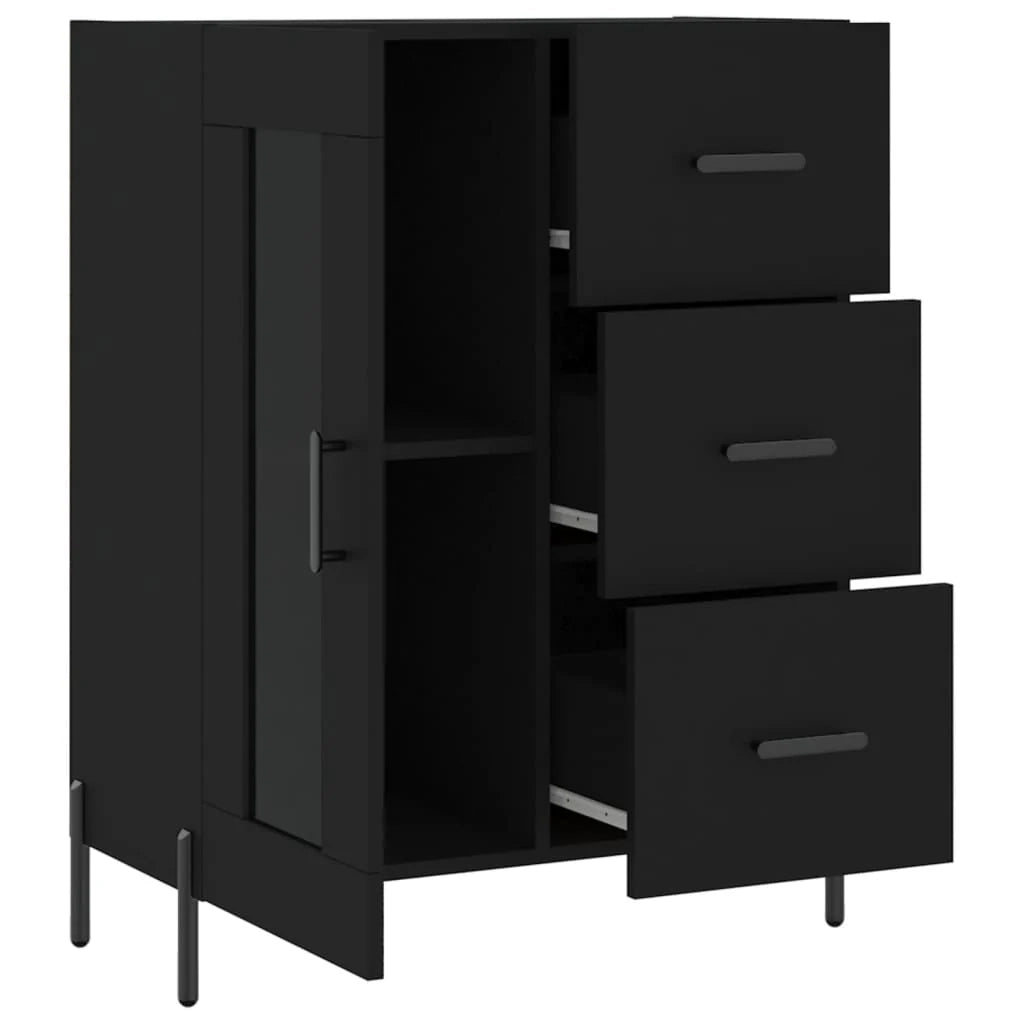 Buffet credenza cassettiera armadio mobile contenitore organizer per cucina soggiorno salotto 69,5 x 34 x 90 cm legno ingegnerizzato nero 02_0036063