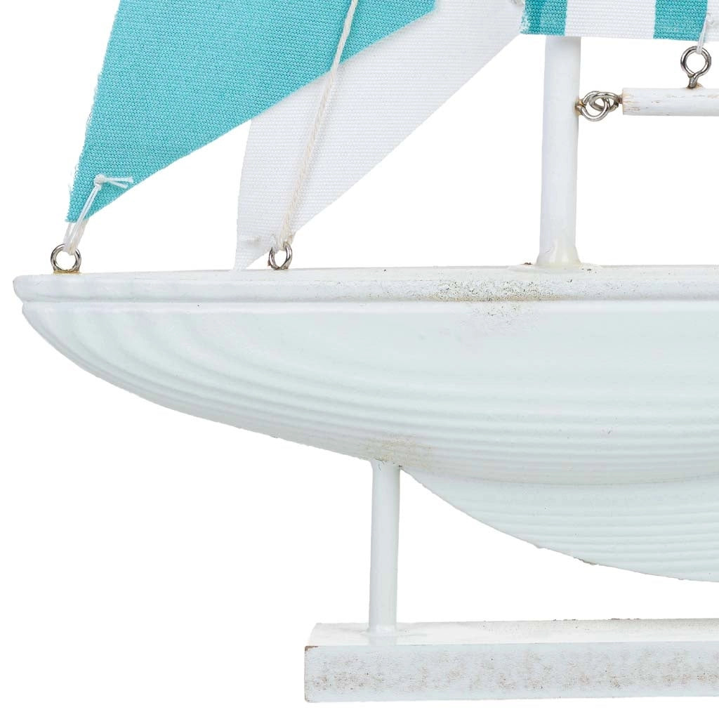 Statuina decorativa a forma di barca in legno blu, 24 x 4,5 x 45 cm (altezza)