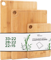 Set di 3 Lame di Taglio in Bambù con Incavo per Succo - Lame di Taglio in Legno Sostenibile per la Cucina