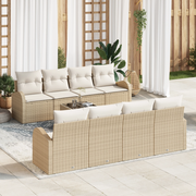 Set Divani Giardino 9 Pezzi con Cuscini Beige Rattan