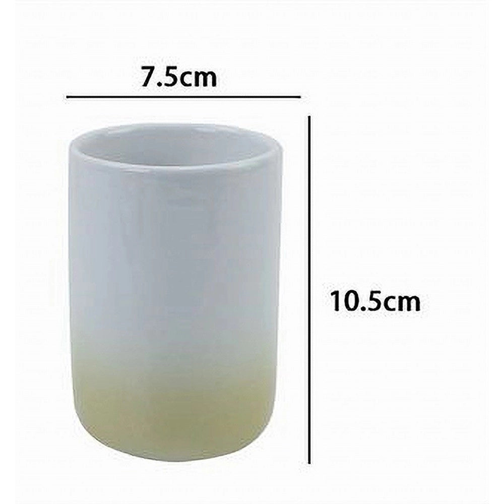 Trade Shop - Bicchiere Portaspazzolini Dentifricio Bianco Giallo Arredo Bagno Accessori 59903 -