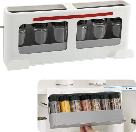Set di erbe organizzatore per cucina con 6 set di erbe, senza fori per la porta del mobile, da appendere