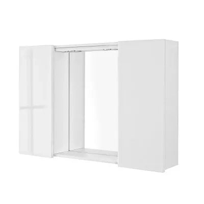 Specchio contenitore LED 91x61 cm bianco lucido con ante laterali Way