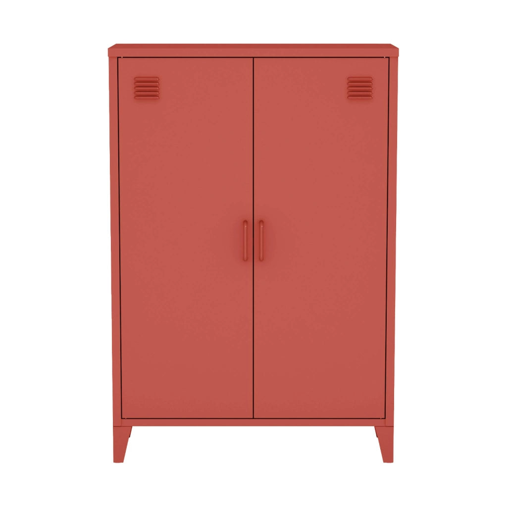 Set di 2 armadietti in metallo, 2 ante, terracotta