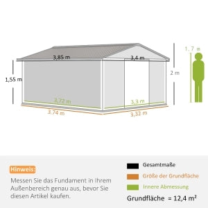 CASA DA GIARDINO 340x386x200 cm Acciaio Grigio chiaro con fondazione