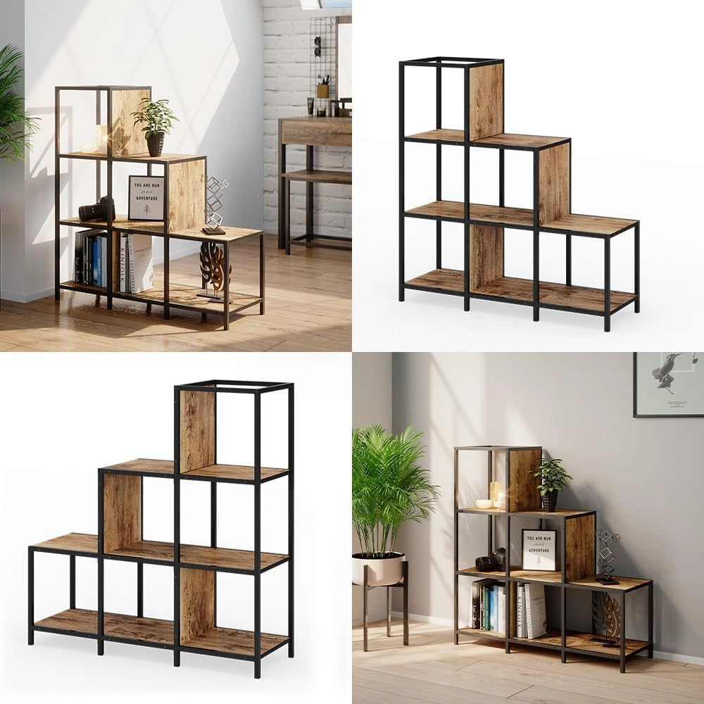 Divisorio per ambienti Fyrk, Legno antico, 90 x 92 cm, utilizzabile come divisorio o come libreria aperta