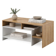 Karaseso, Tavolino da Salotto 3 Vani, 120x60x53h cm Marrone Rovere