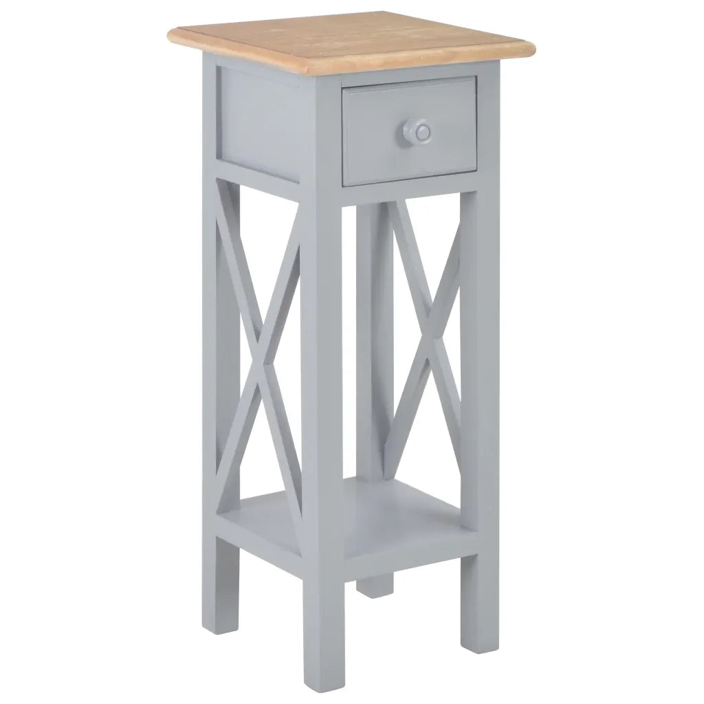 Tavolino Laterale Grigio 27x27x65,5 cm in Legno cod mxl 25345