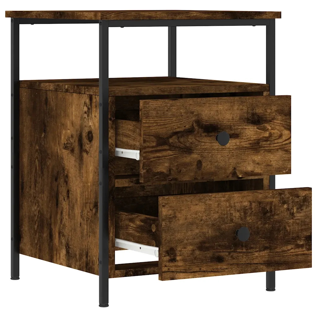 Comodino | Armadio da Notte | Mobiletto da notte Rovere Fumo 44x45x60 cm in Legno Multistrato