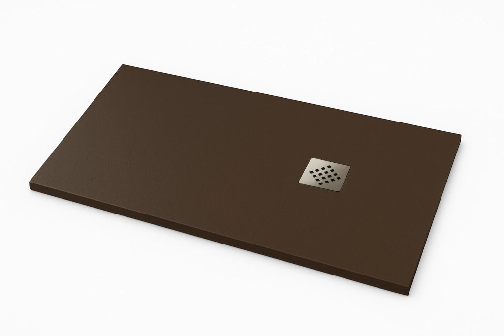 Piatto doccia Ardesia extra piatto 80X80 cm colore Marrone cioccolato RAL 8017 griglia in Acciaio