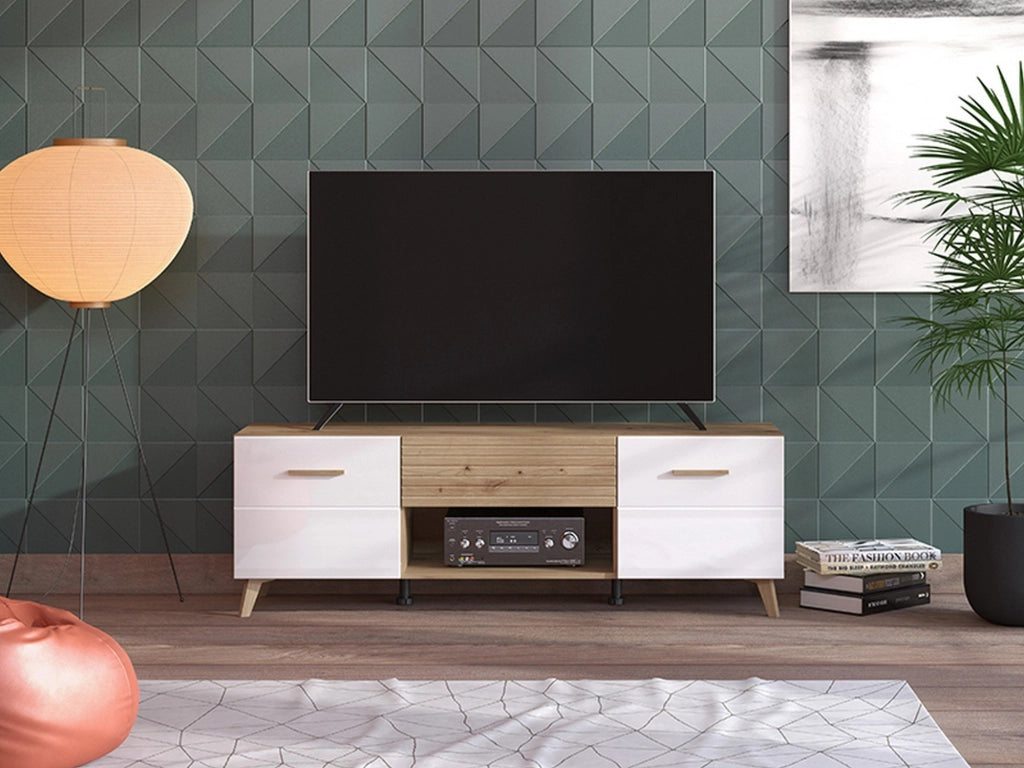 Morengo, Mobile Porta tv un Cassetto, 147.5x41.5x49h cm Bianco