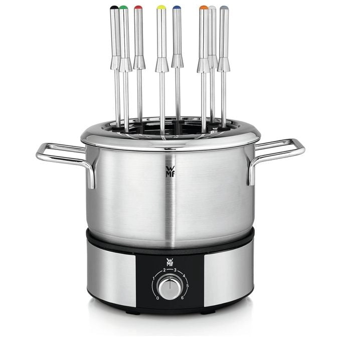 WMF 04.1513.0011 Lono Fonduta Elettrica 1400 W per 8 Persone con Regolazione Temperatura e Forchette Colorate colore Nero