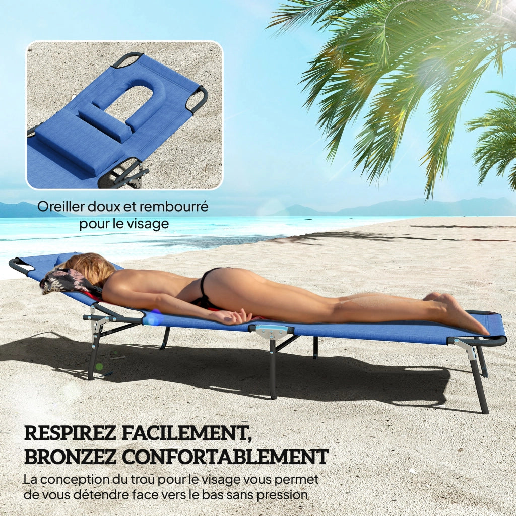 Chaise Longue Pieghevole con 3 Cuscini ¨C zephmum ¨C Blu