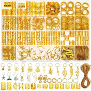 285 pezzi di accessori per capelli in oro per trecce, accessori per dreadlock in oro con attacchi e perline, decorazioni per capelli a loc: anelli, maniglie, clip e perline per decorazione delle trecce