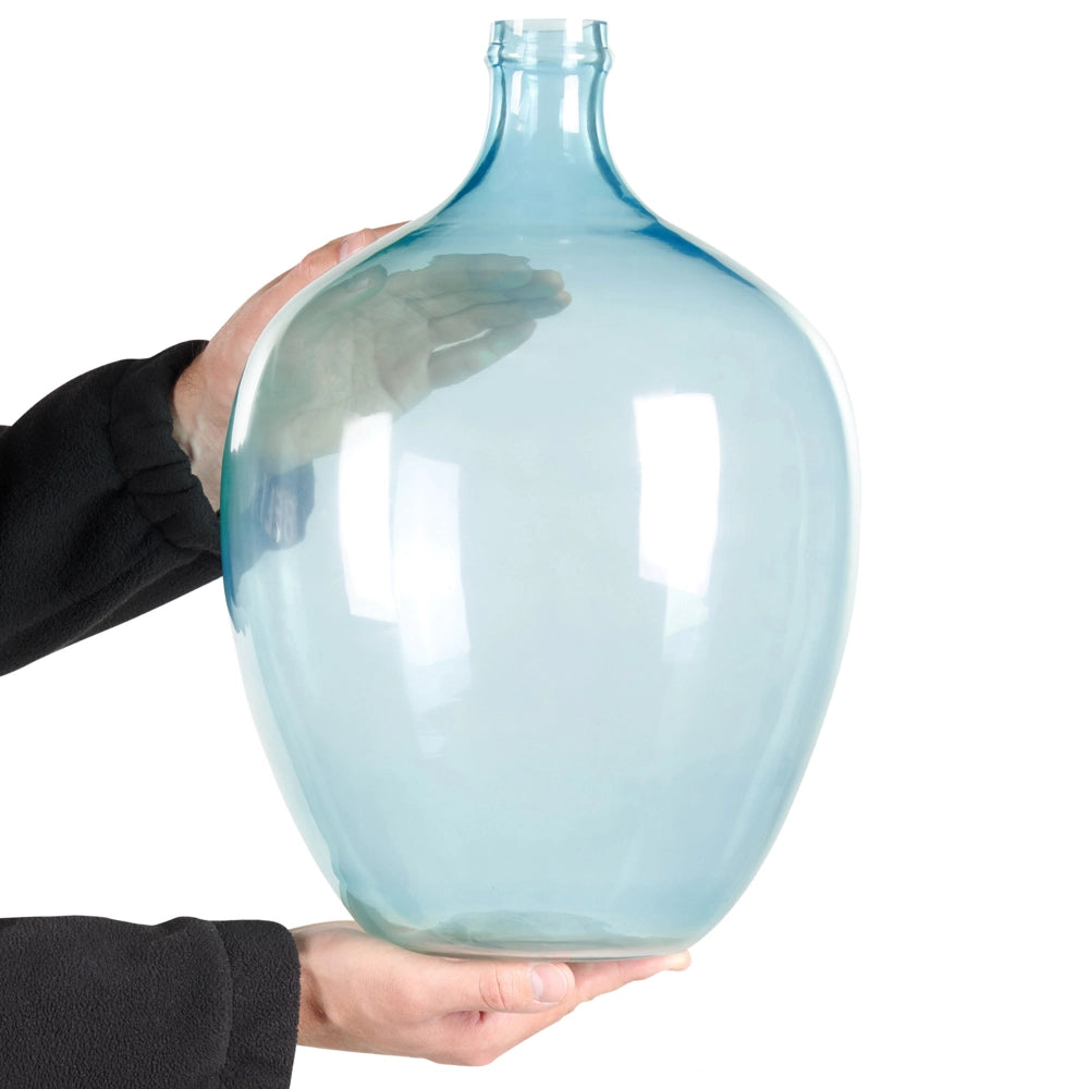 Vaso decorativo in vetro azzurro 39 cm decorativo fatto a mano rotondo a forma di bocciolo da tavolo Decorazione per la casa Design moderno