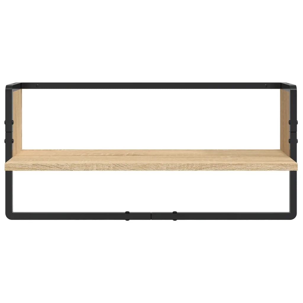4 pz Set Mensole Parete | Mensola sospesa con Aste Rovere Sonoma Legno Multistrato
