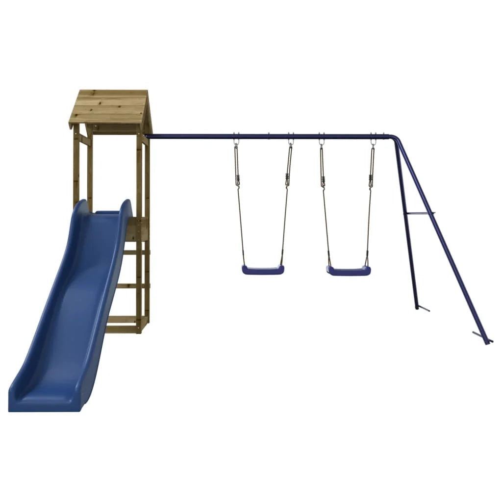 Altalene per parco giochi all'aperto scivolo altalene robuste giochi da giardino 308 x 315 x 194 cm legno di pino impregnato 02_0004738