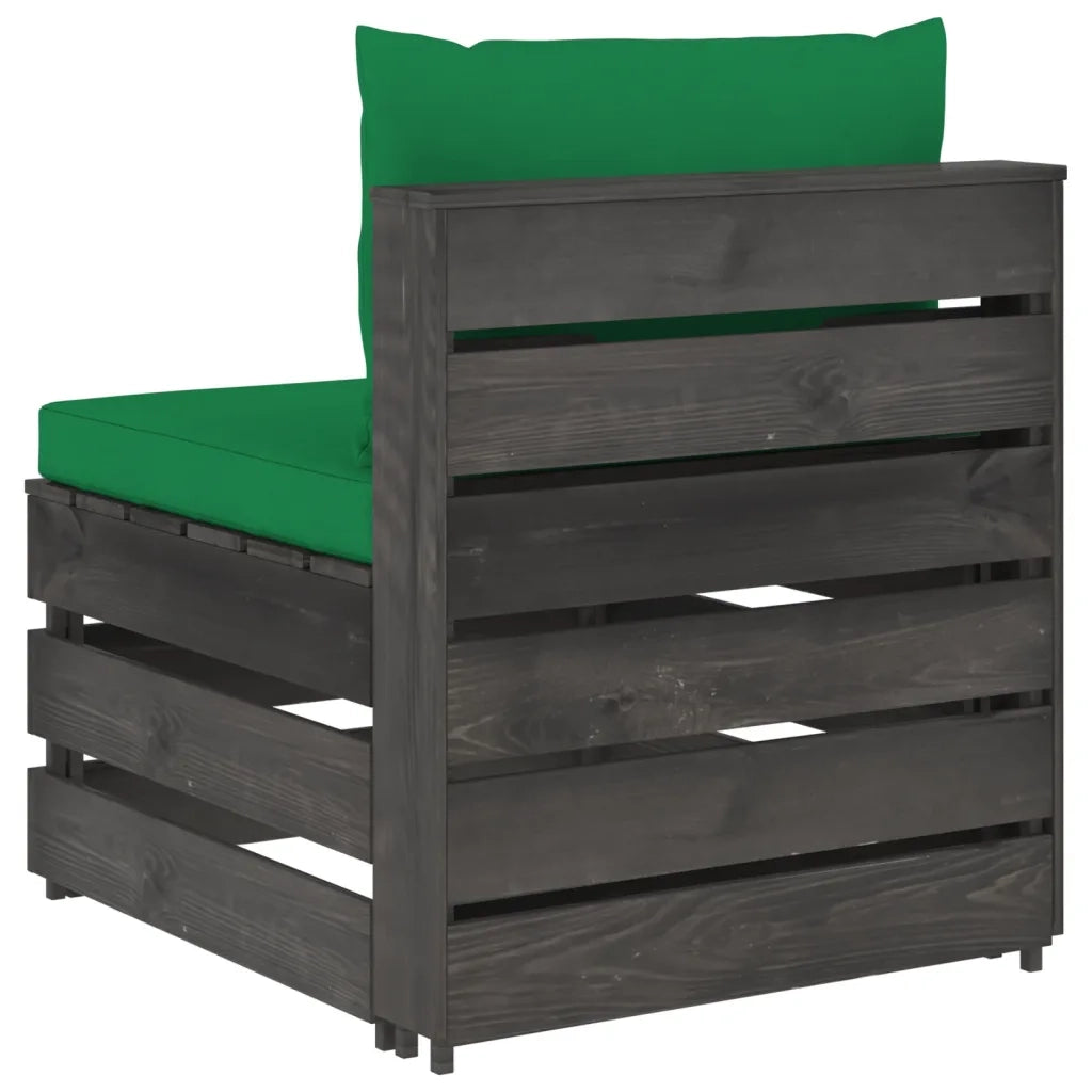 Divano Centrale Modulare con Cuscini in Legno Impregnato Grigio 3068125