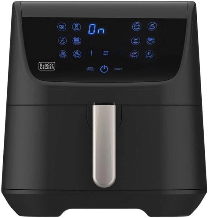 Black+decker bxaf5500e - friggitrice ad aria, senza olio, 99% di grassi in meno, 1800w, capacità 5,5l, touch screen, ampia gamma di ricette, 12 programmi, timer fino a 60 min, fino a 200°c