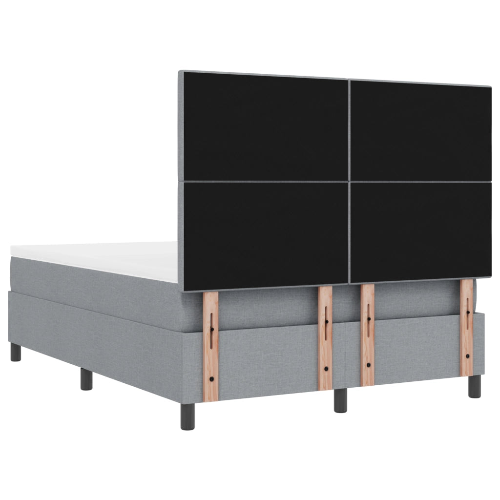 Letto Box Spring con Materasso & LED Grigio Chiaro 140x200 cm Tessuto