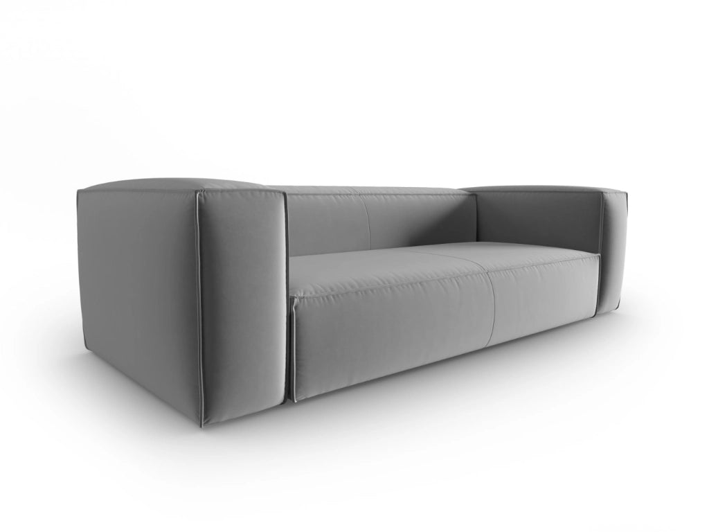 Cosmopolitan Design - Divano "Mackay" 4 posti in velluto grigio chiaro 