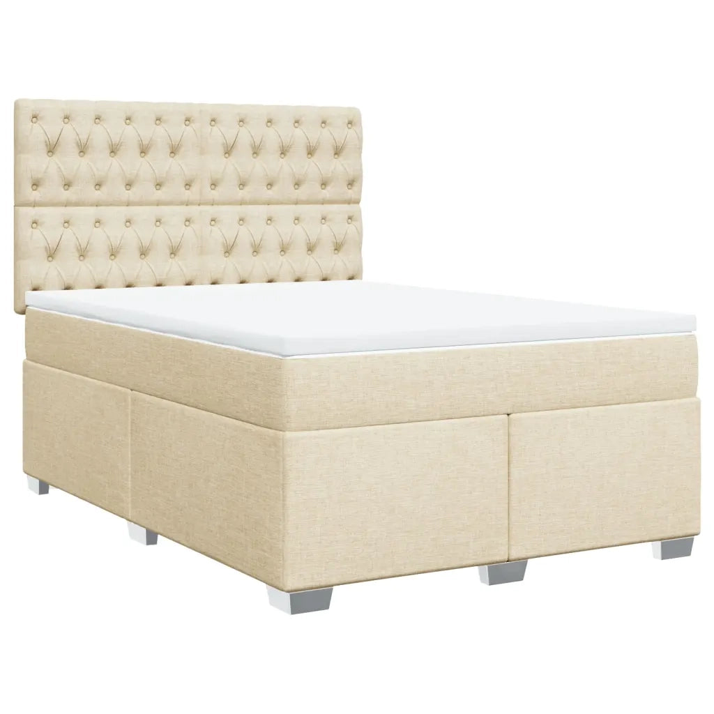 Giroletto a Molle con Materasso Crema 140x19 cm in Tessuto