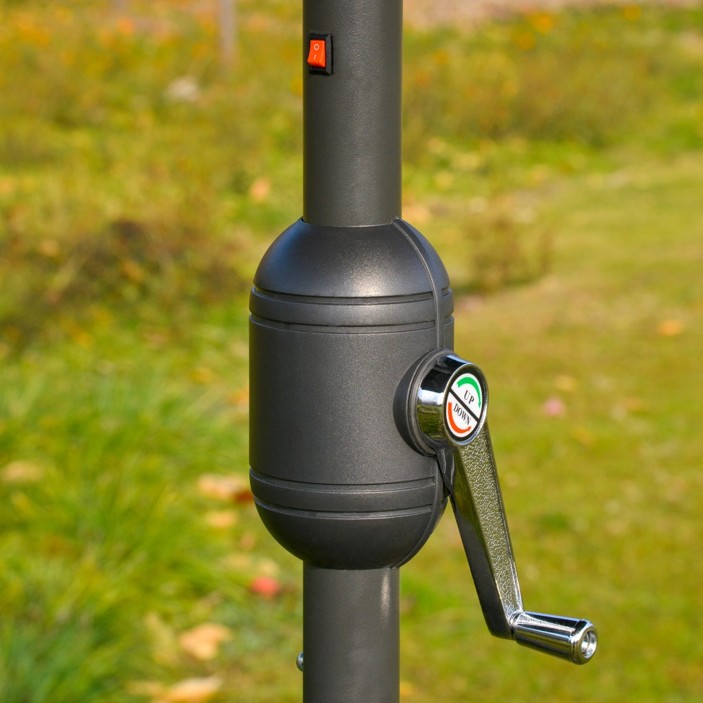 Doppio parasole con illuminazione LED 440 x 256 cm con manovella perfetto per giardino e patio colore bianco crema