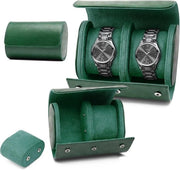 Portafoglio orario - 2 orologi - per viaggi - verde - pelle PU