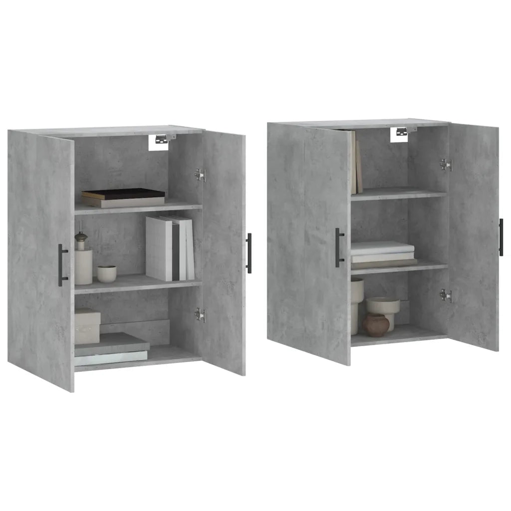 Armadietto a Muro | Mobili a Parete 2 pz Grigio Cemento 69,5x34x90 cm