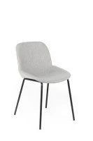 E-STYLO Sedia da pranzo in tessuto grigio chiaro e gambe in metallo nero, 57cm X 46cm H. 80cm.