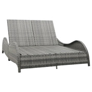 Lettino Prendisole Doppio con Cuscino in Polyrattan Antracite cod mxl 64651