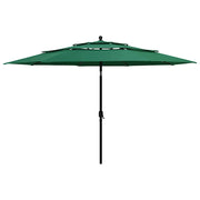 Ombrellone a 3 Livelli con Palo in Alluminio Verde 3,5 m cod mxl 19203