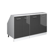 Mobile cucina sottotetto R-Line Antracite lucido/Bianco 140 cm Set di 2 carcasse armadio profondità 60 cm Vicco