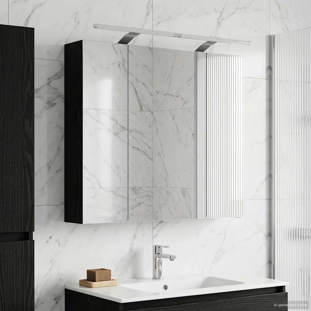 Mobiletto per specchio da bagno Rovere Nero 80 x 14.5 x 70 cm 889112