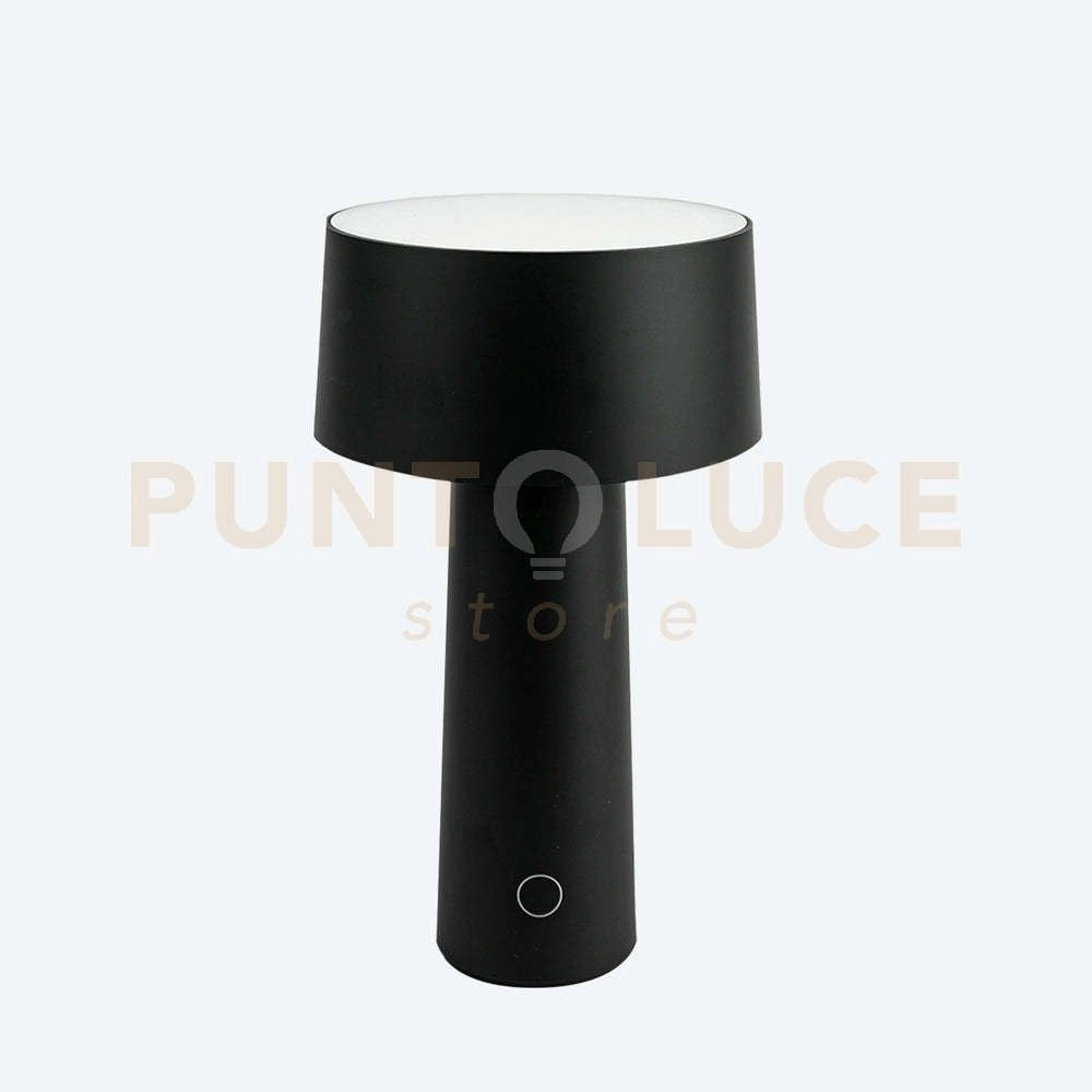 LAMPADA DA TAVOLO WIRELESS MUSH A BATTERIA NERA LED 3W 3000°K  200lm