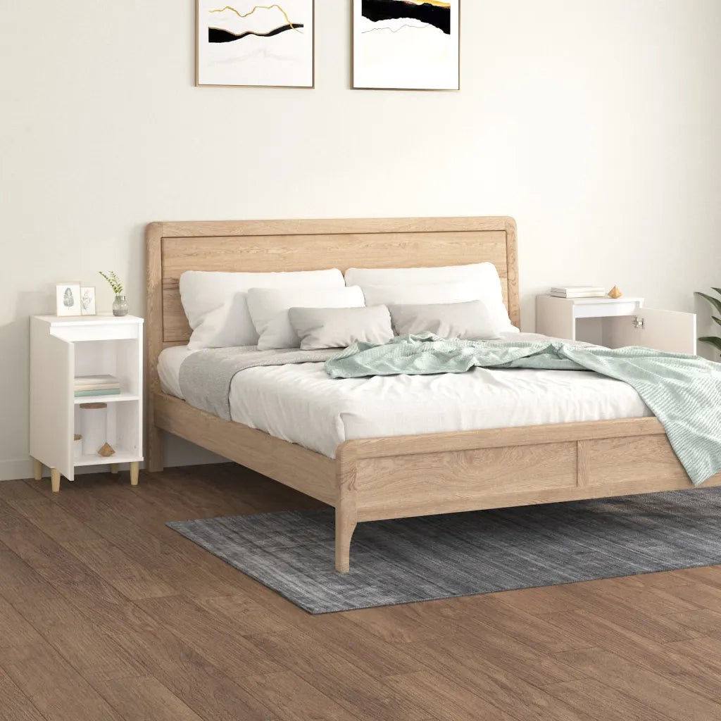 Comodini 2 pz-Set di 2 Tavolino da notte Bianco Lucido 40x35x70 cm in Legno Multistrato