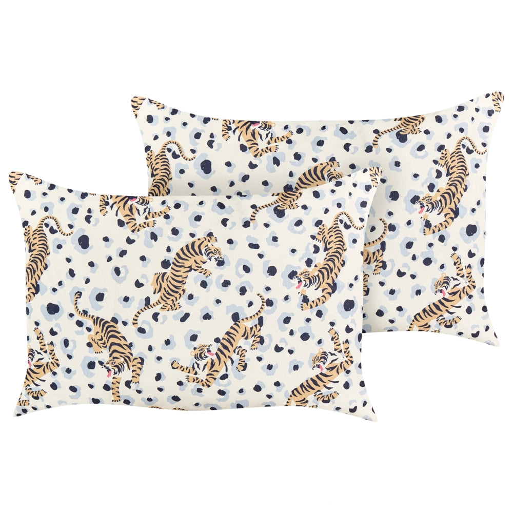 Set di 2 cuscini da giardino in poliestere multicolore 40 x 60 cm Cuscino da lancio rettangolare con motivo a tigre dal design moderno