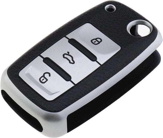 Accessori Auto Interiore - Hoesa Autosleutel 3 Knoppen TPU Compatibile con Seat Skoda Argento - Vervanging Accessori Auto Interiore.