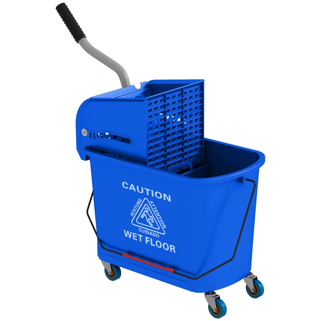 Carrello pulizia con secchio da 20 L, strizzatore e separatore acqua pulita/sporca, blu