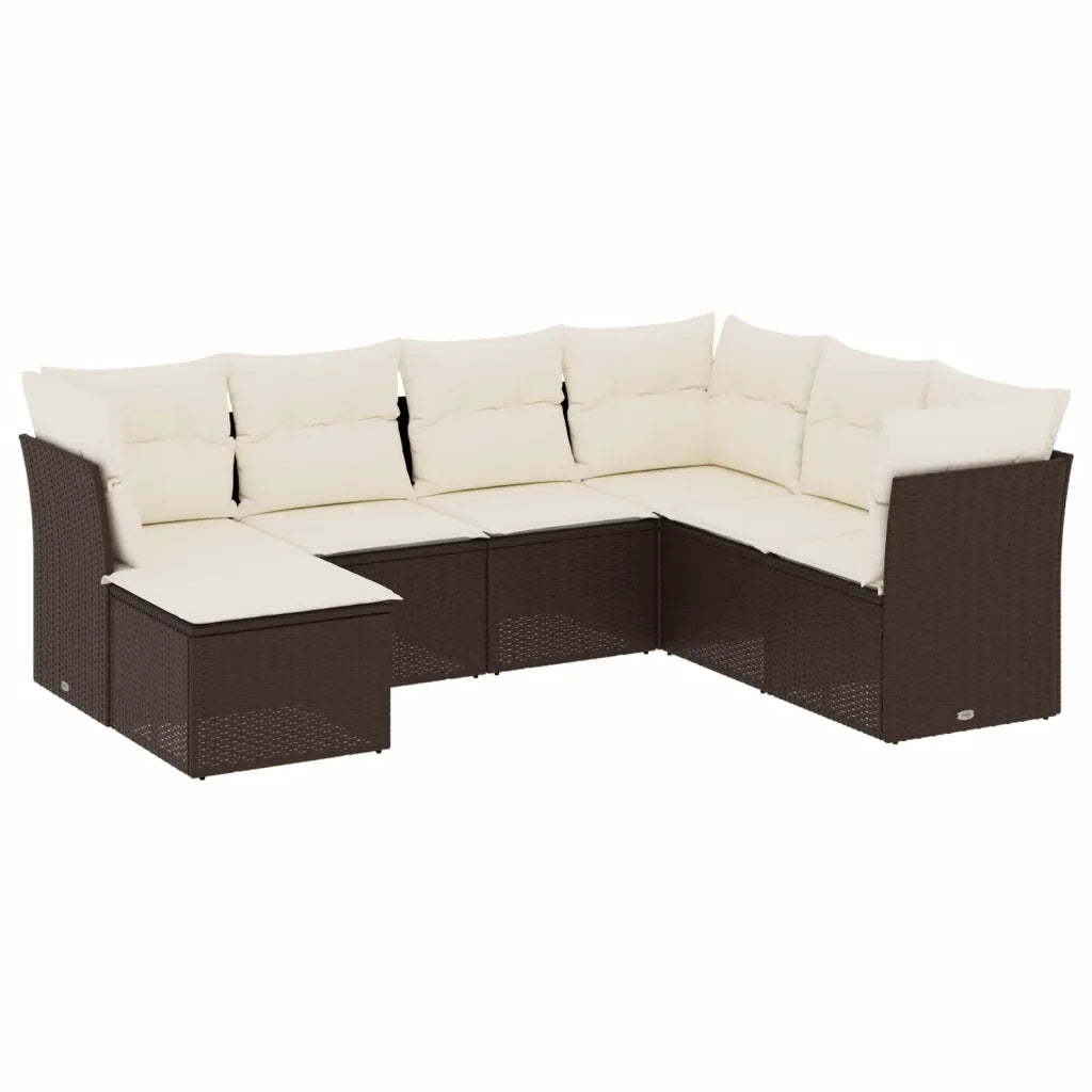 Set Divani da Giardino 7 pz con Cuscini Marrone in Polyrattancod mxl 116391