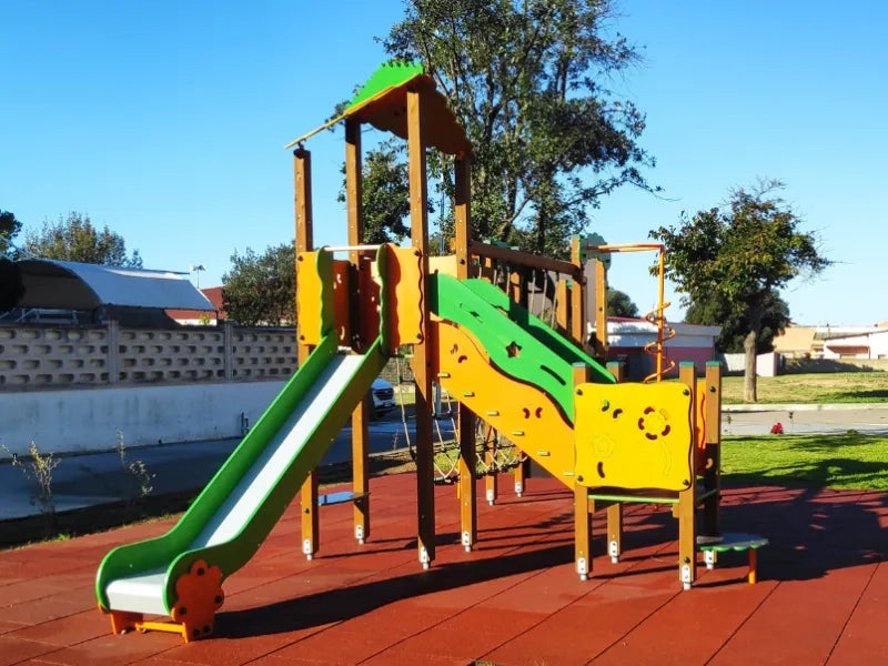 Villaggio Beverly 902 Giochipark torretta ponte scivolo arrampicata EN 1176 - Acciaio inox