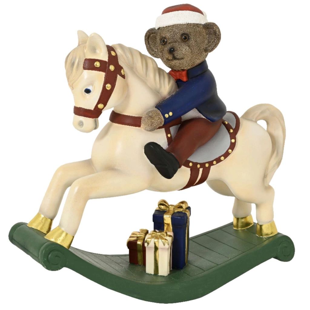 Decorazione orso su cavallo a dondolo 82 cm