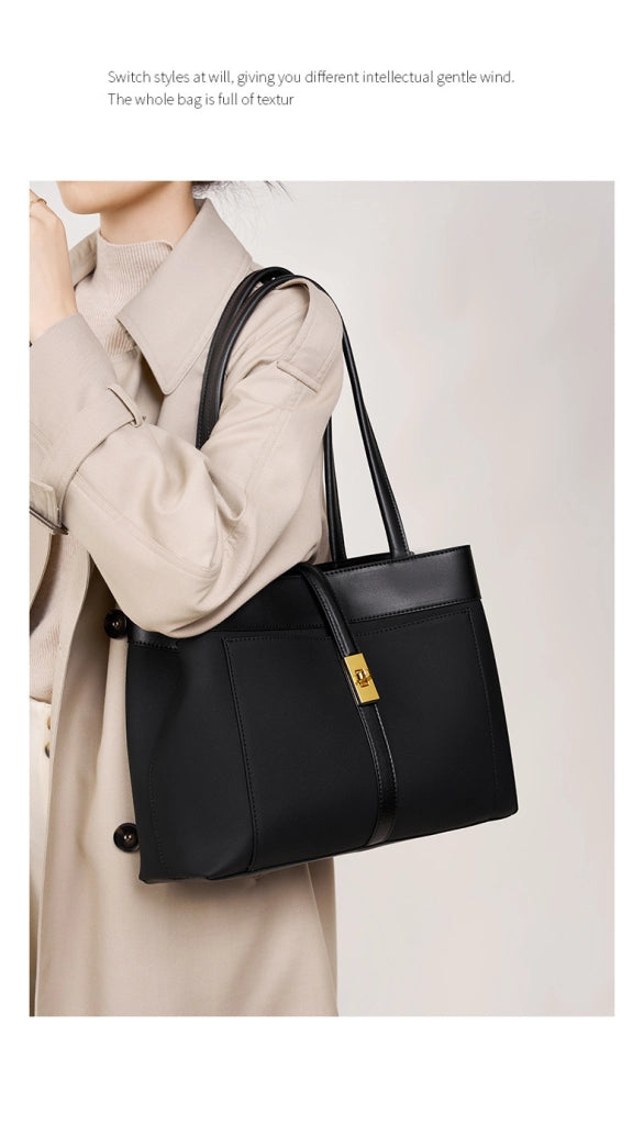 Borsa tote da donna in vera pelle nera