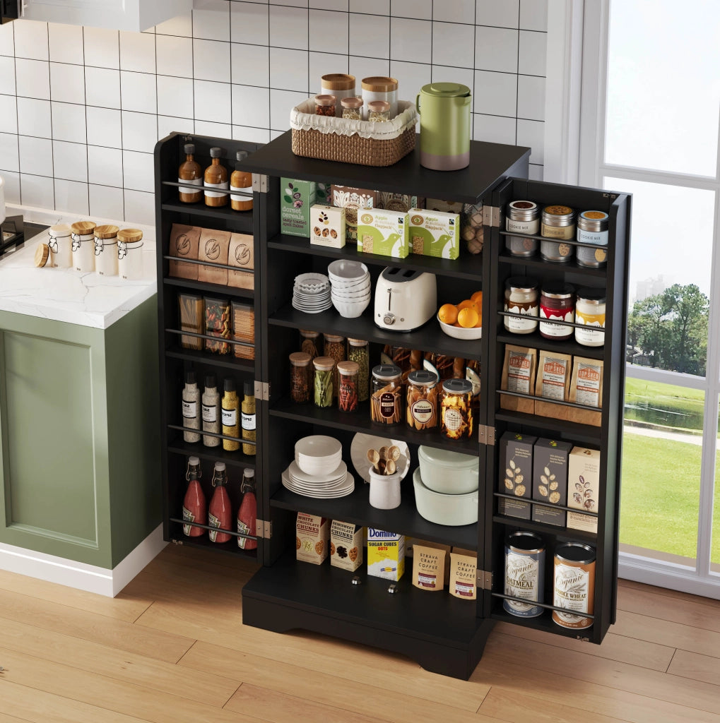 Armadio alto in MDF nero con luce LED a sensore