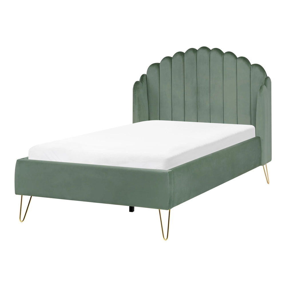 Letto matrimoniale con rete in velluto tortora 120 x 200 cm   gambe in metallo testata retro capitonné