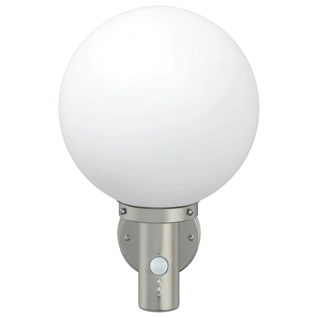 Moderna lampada da parete per esterni con sensore di movimento 28 x 25 x 38 cm acciaio inox argento 02_0056493